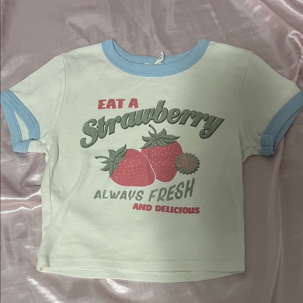 Full Tilt  Strawberry Tee - White and Blue